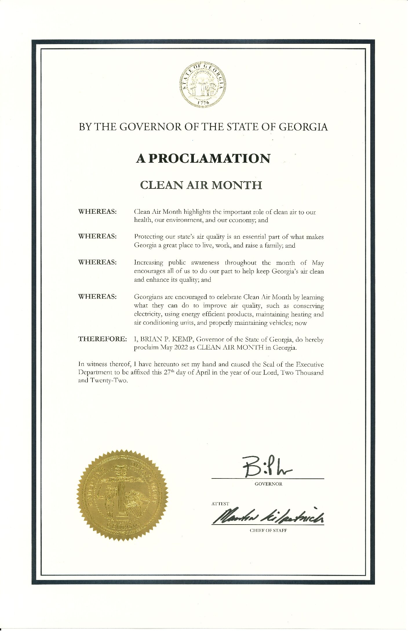It’s Official!  May is Clean Air Month!