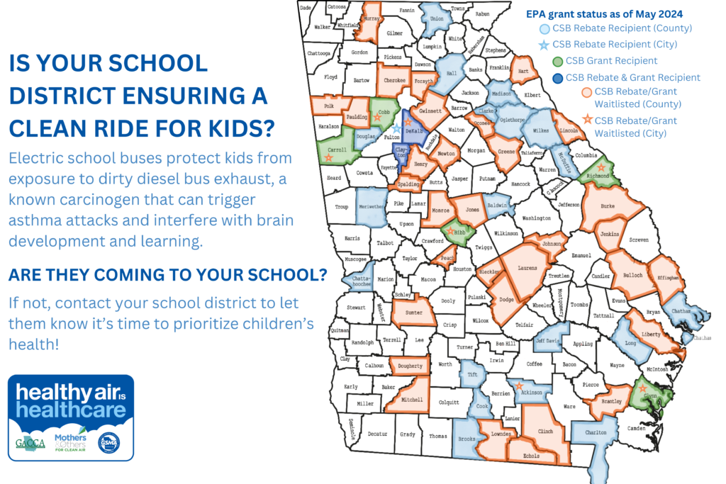 Georgia schools districts that have applied for Environmental Protection Agency funding for electric school buses as of May 2024