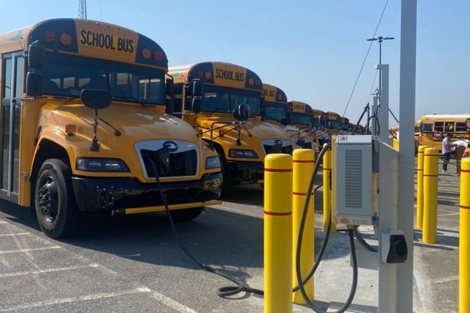Bibb Co. schools roll out first electric bus fleet set to reduce diesel pollution, costs